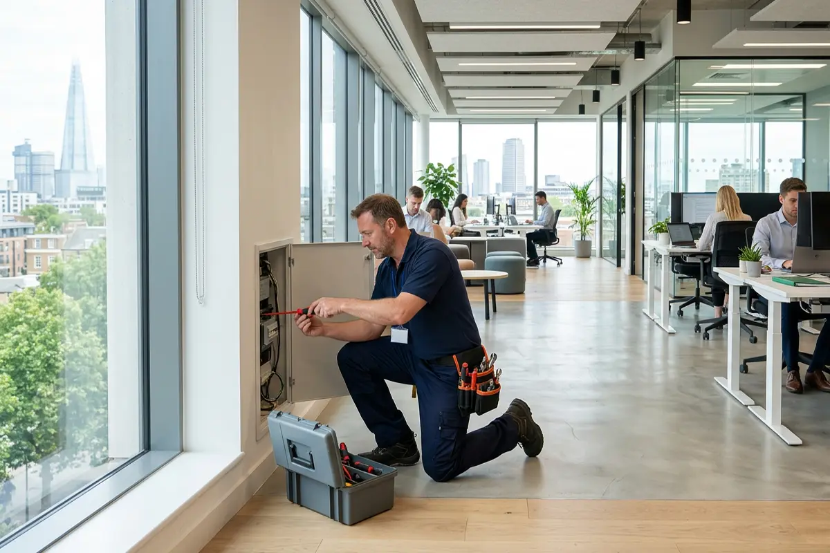 Commercial property maintenance being carried out in Birmingham office environment